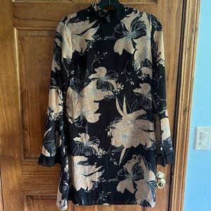 Black floral dress high neck Parisian